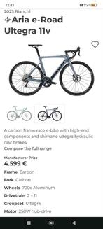 Racefiets bianchi aria disc full carbon e-bike als nieuw, Fietsen en Brommers, Zo goed als nieuw, Carbon