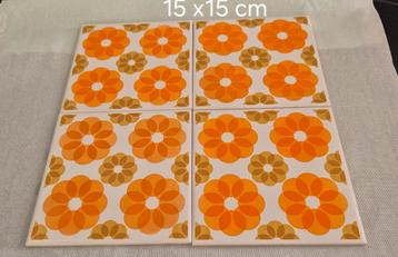 Villeroy & Boch Oranje fower design tegels 35 stuks  beschikbaar voor biedingen