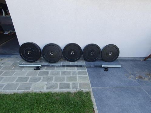 Rogue Ohio Power Bar + Rogue Bumberplates 150kg + Jack, Sport en Fitness, Fitnessmaterialen, Gebruikt, Armen, Benen, Borst, Buik