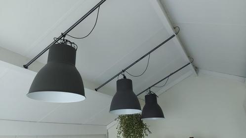 3(+1) industriele hanglampen, Huis en Inrichting, Lampen | Hanglampen, Zo goed als nieuw, Metaal, Ophalen