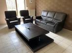 3-zit zetel + 2 relaxzetels, Huis en Inrichting, 150 tot 200 cm, Rechte bank, Gebruikt, Leer