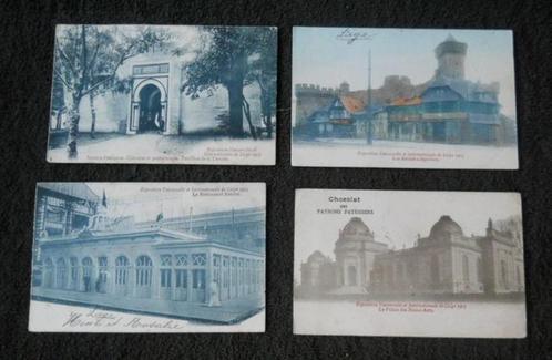 Lot de 4 cartes postales de l' Exposition Universelle de Liè, Collections, Cartes postales | Belgique, Liège, Enlèvement ou Envoi