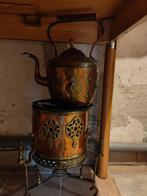 Vintage brons/koper/messing theeketel, bijpassende komfoor, Ophalen of Verzenden