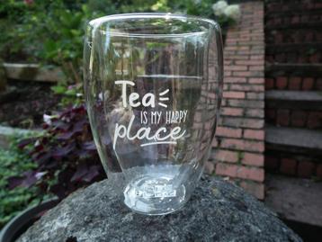 Verre à double paroi "Tea is my happy place"  (Biolys), Verre ou Verres, Comme neuf, Verre, Autres styles