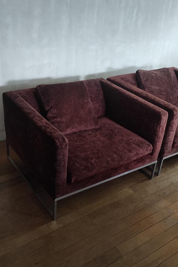 Paire de fauteuils TIGHT de B&B Italia, Huis en Inrichting, Fauteuils, Gebruikt, Metaal, Stof, 75 tot 100 cm, 75 tot 100 cm, Ophalen of Verzenden