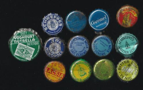 13 verschillende oude Belgische kroonkurken jaren '70, Verzamelen, Biermerken, Gebruikt, Overige typen, Overige merken, Ophalen of Verzenden