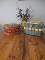 Vintage naaimandjes , rotan en stof, Enlèvement
