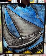 Glas in lood - Zeilboot, Antiek en Kunst, Antiek | Glaswerk en Kristal, Verzenden