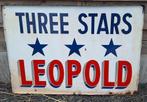 Emaille reclame bord 1957 Three Stars Leopold brouwerij, Verzamelen, Ophalen of Verzenden, Gebruikt, Reclamebord