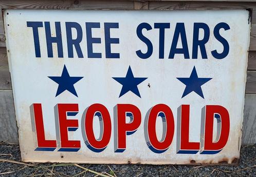 Emaille reclame bord 1957 Three Stars Leopold brouwerij, Verzamelen, Merken en Reclamevoorwerpen, Gebruikt, Reclamebord, Ophalen of Verzenden