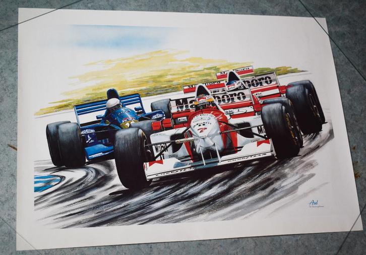 Poster McLaren Mercedes Mika Hakkinen Formule 1 F1 1995, Verzamelen, Automerken, Motoren en Formule 1, Zo goed als nieuw, Ophalen of Verzenden