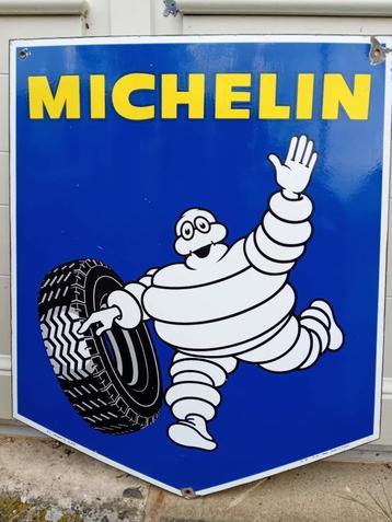 panneau d'affichage émaillé double face Michelin 1970