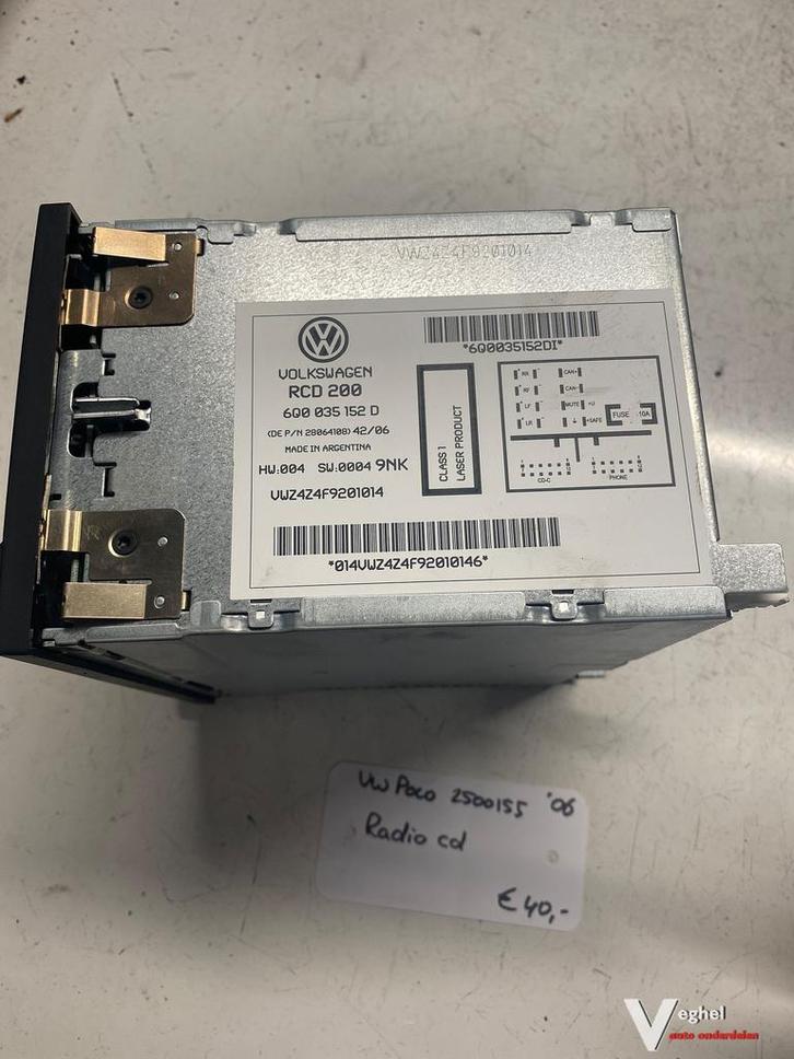 Vw Polo 1.2 3cil 5 drs 2006 2500155 Radio cd speler 6Q0 035, Auto diversen, Autoradio's, Ophalen of Verzenden