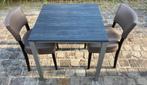 Eettafel met 2 lederen stoelen, Huis en Inrichting, Ophalen, 50 tot 100 cm, Vierkant, Tot twee personen