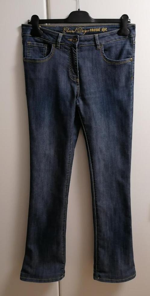 Blauw jeansbroek bootcut gele stiksels van JBC, maat 38, Kleding | Dames, Spijkerbroeken en Jeans, Zo goed als nieuw, Blauw, Ophalen of Verzenden