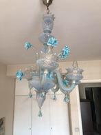 blauwe glazen kroonluchter, Huis en Inrichting, Lampen | Kroonluchters, Ophalen, Zo goed als nieuw, Glas