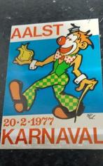 Autocollant Carnival Alost 1977 (autocollant décoloré) clown, Comme neuf, Enlèvement ou Envoi, Société ou Association