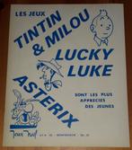 Asterix Lucky Luke Tintin affichette pub Jeux Noël 1970, Collections, Comme neuf, Tintin, Image, Affiche ou Autocollant, Enlèvement ou Envoi