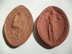 2x antieke terracotta zegelstempel nr Middeleeuwen BRUGGE &, Ophalen of Verzenden