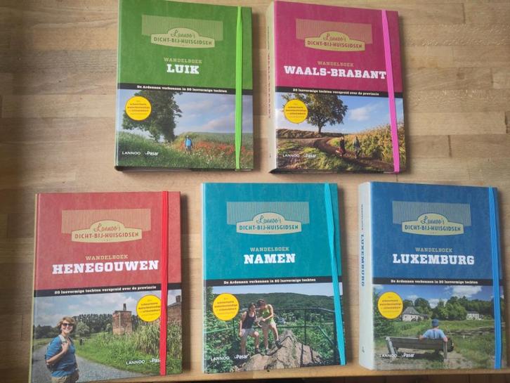 Setje van 5 Lannoo's Dicht-bij-huisgidsen: Wallonië, Boeken, Reisgidsen, Zo goed als nieuw, Fiets- of Wandelgids, Benelux, Overige merken