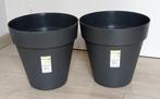 2 bloempotten Mega Essence Rio – antraciet, 25 tot 40 cm, Kunststof, Rond, Nieuw