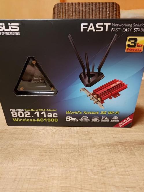 Asus Pce-ac68 802.11ac Dual-band 2.4GHz/5GHz Wireless-AC1900, Computers en Software, Netwerkkaarten, Zo goed als nieuw, Extern