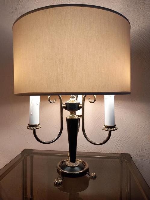 Lampe style empire/bouillotte en laiton doré et patiné noir., Maison & Meubles, Lampes | Lampes de table, Moins de 50 cm, Autres matériaux