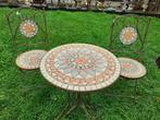 Tuinset van smeedijzer en keramiek, Tuin en Terras, Overige materialen, Bijzettafel, Nieuw, Loungeset