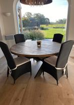 Authentieke ronde houten tafel 160cm diameter, Comme neuf, Landelijk, Enlèvement, 4 à 6 chaises