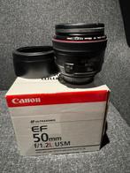 Canon EF 50mm f/1.2L USM, Audio, Tv en Foto, Foto | Lenzen en Objectieven, Zo goed als nieuw, Ophalen
