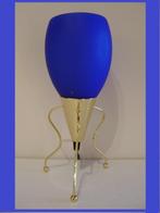 DESIGN Lamp van VETRI MURANO , blauw glas en verguld metaal., Enlèvement