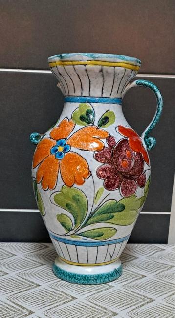 Vase vintage déco florale signé beschikbaar voor biedingen