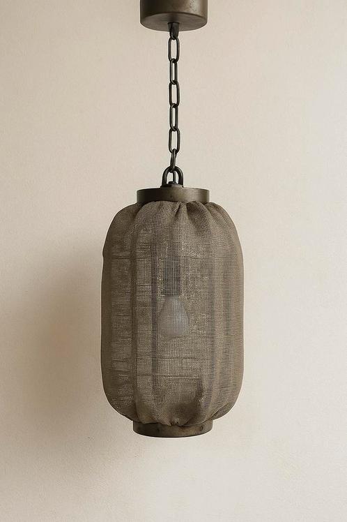 Industriële hanglamp – Metaal met gaasstructuur uniek design, Huis en Inrichting, Lampen | Hanglampen, Zo goed als nieuw, Metaal