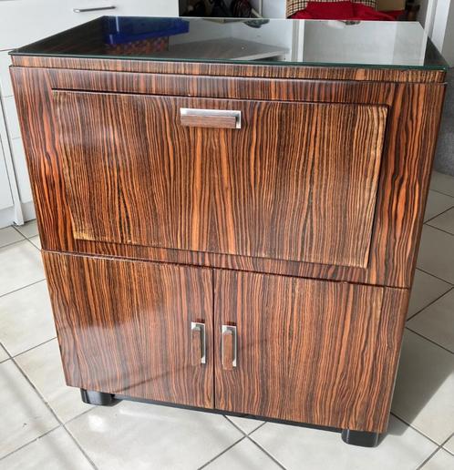 Art deco radiomeubel ebène de macassar, Antiek en Kunst, Antiek | Glaswerk en Kristal, Ophalen