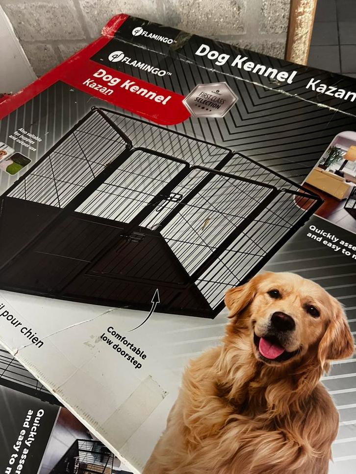 Open hondenkennel Kazan Flamingo hondenbench zwart Large, Dieren en Toebehoren, Hondenhokken, Zo goed als nieuw, Hondenkennel