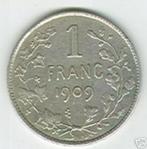 België: 1 frank 1909 FRANS (TH zonder punt) = morin 200, Zilver, Zilver, Losse munt, Verzenden