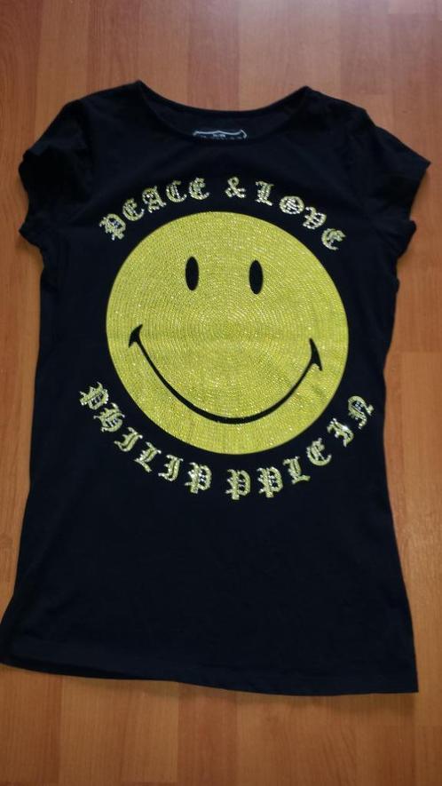 Statement Shirt smiley van Philipp Plein - Maat M, Kleding | Dames, T-shirts, Zo goed als nieuw, Maat 36 (S), Zwart, Korte mouw