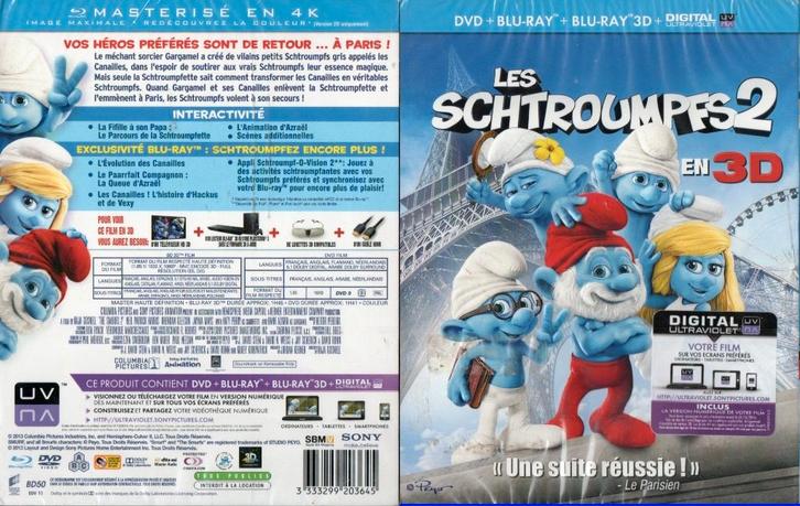 les schtroumpfs 2 (blu-ray 3D + blu-ray) neuf, CD & DVD, Blu-ray, Neuf, dans son emballage, Aventure, 3D, Enlèvement ou Envoi