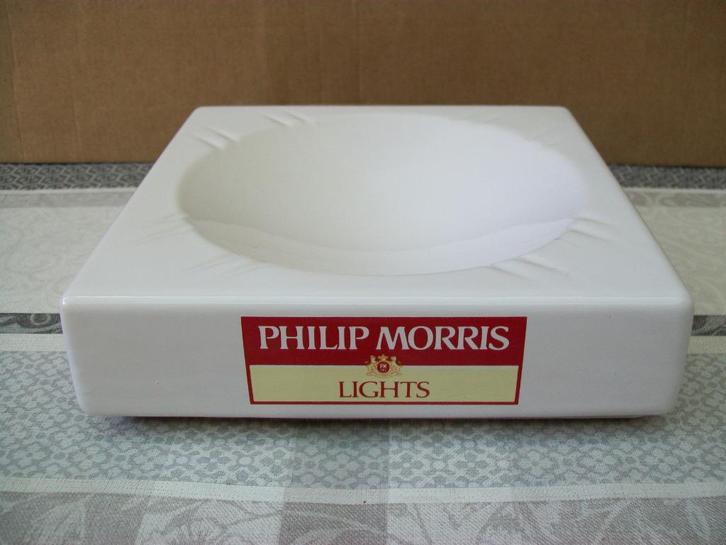 Asbak Philip Morris Lights - Cendrier Ashtray Vintage Retro, Verzamelen, Rookartikelen, Aanstekers en Luciferdoosjes, Zo goed als nieuw