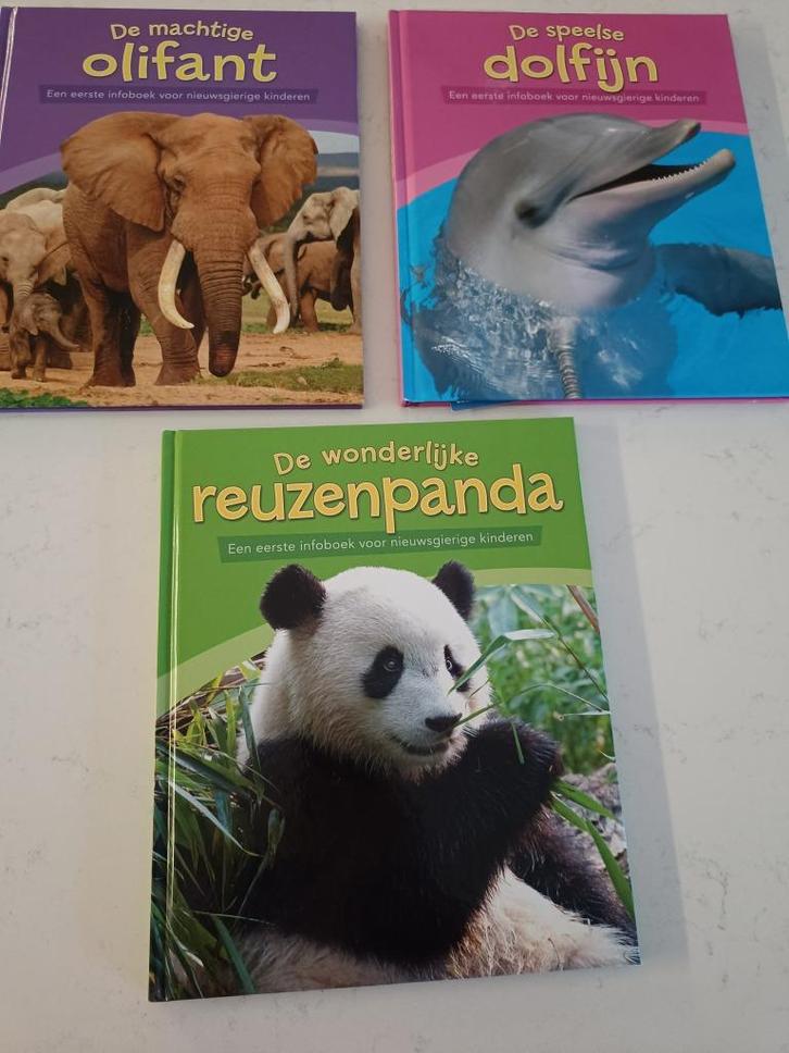 3 LEES3 BOEKJES  DOLFIJN-REUZENPANDA-OLIFANT, Boeken, Natuur, Zo goed als nieuw, Overige onderwerpen, Ophalen