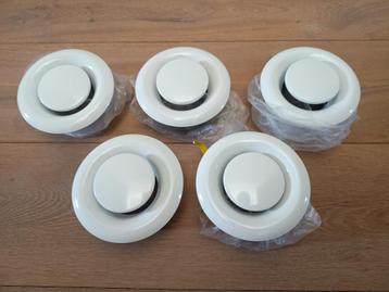 Afzuigventiel 100MM - H&C VENT - Wit/Staal - 5 Stuks - NIEUW beschikbaar voor biedingen