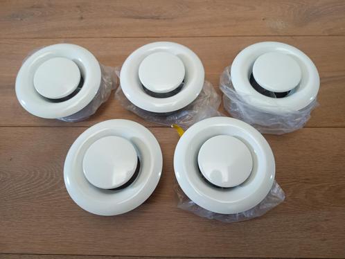 Afzuigventiel 100MM - H&C VENT - Wit/Staal - 5 Stuks - NIEUW, Doe-het-zelf en Bouw, Isolatie en Afdichting, Nieuw, Verzenden