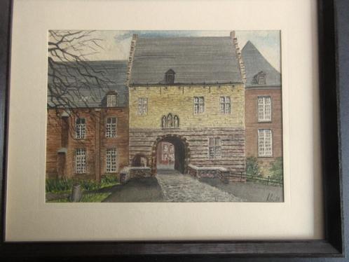 Aquarel Toegangspoort abdij Tongerlo -L. Boschmans, Antiek en Kunst, Kunst | Schilderijen | Klassiek, Ophalen of Verzenden