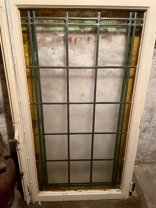 2 grote glas in loodramen, Doe-het-zelf en Bouw, Glas en Ramen, Gebruikt, Gevelraam of Ruit, 120 tot 160 cm, Minder dan 80 cm