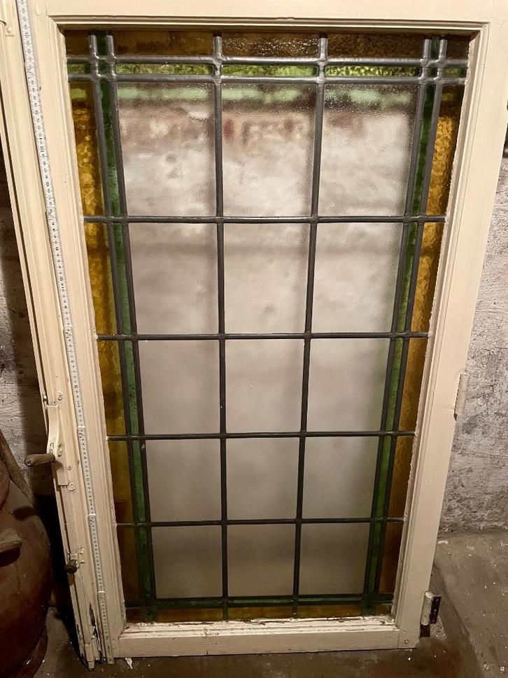 2 grote glas in loodramen, Doe-het-zelf en Bouw, Glas en Ramen, Gebruikt, Gevelraam of Ruit, 120 tot 160 cm, Minder dan 80 cm