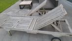 2 Teak ligbedden met bijhorende kussens, Ophalen, Gebruikt, Teakhout, Verstelbaar
