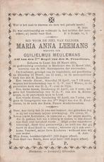 Bidprentje  Leemans, Envoi, Image pieuse