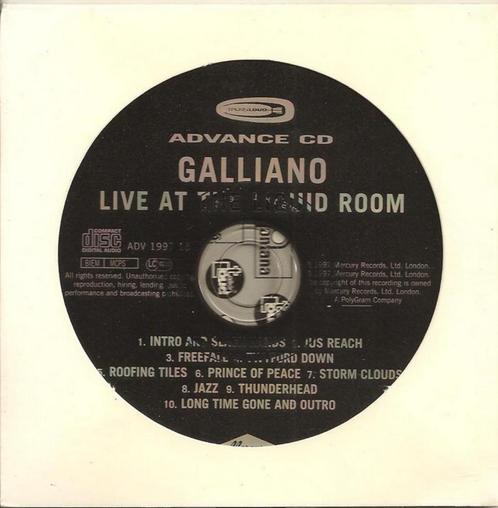 CD PROMO ADVANCE Galliano Live At The Liquid Room (Tokyo), CD & DVD, CD | Rock, Comme neuf, Autres genres, Envoi
