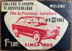 SIMCA 1000/ST JOZEFSCOLLEGE/WOLUWE/1963 oud etiket, Verzamelen, Ophalen of Verzenden, Zo goed als nieuw, Overige typen