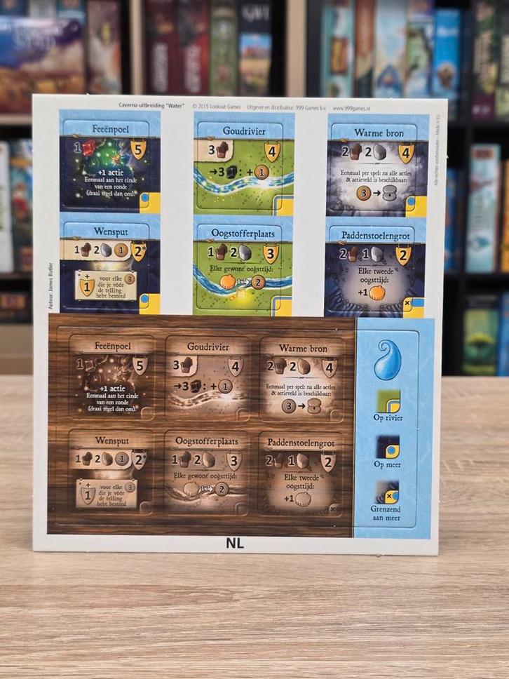 Caverna uitbreiding: Blauw schild + Water - Bordspel, Hobby en Vrije tijd, Gezelschapsspellen | Bordspellen, Ophalen of Verzenden